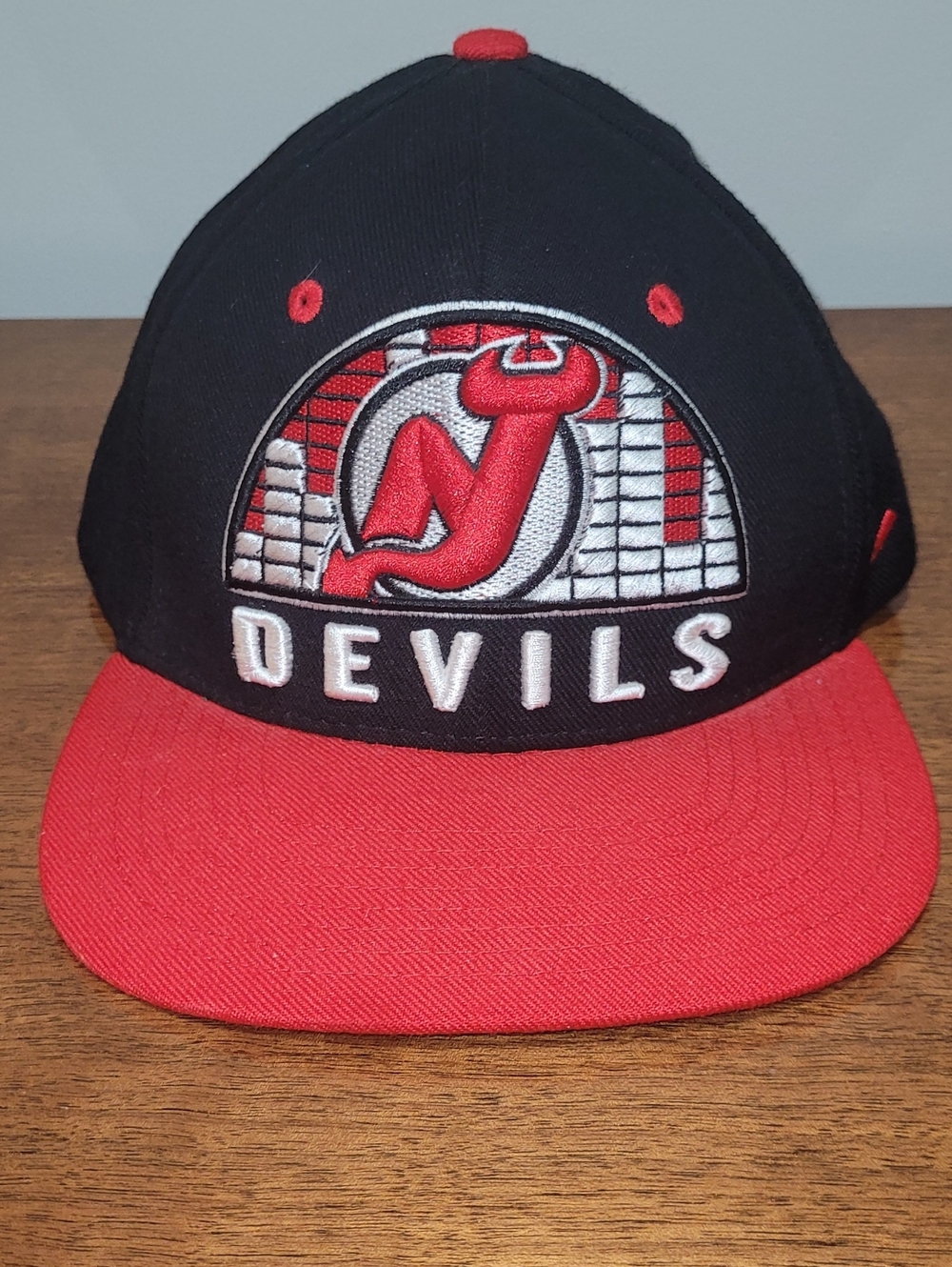 New Jersey Devils Zephyr Adjustable NHL Hat. Black/Red/White Embroidered Logo